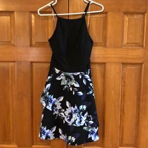 Floral Black and Blue Dress